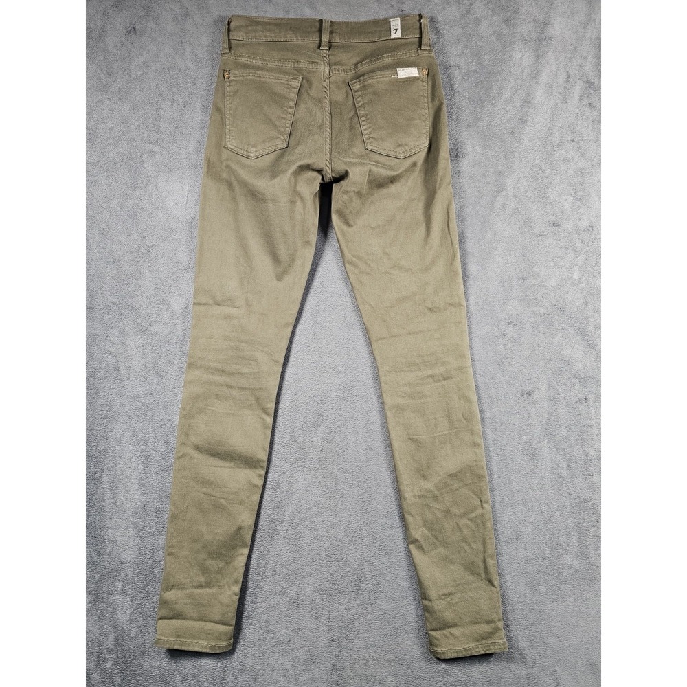 7 For All Mankind The Skinny Jeans Womens 26 Olive Green Stretch USA - Picture 5 of 10